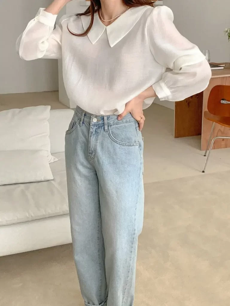 DAZY ピーターパンカラー パフスリーブ ブラウス