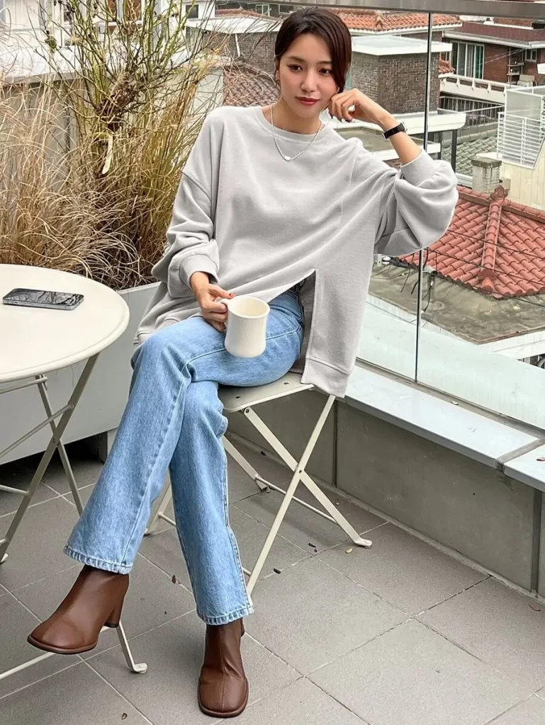 DAZY ドロップショルダー スプリットヘム スウェット