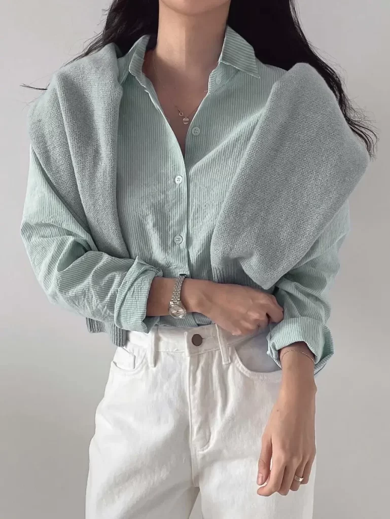 DAZY ストライプ ボタンフロント シャツ