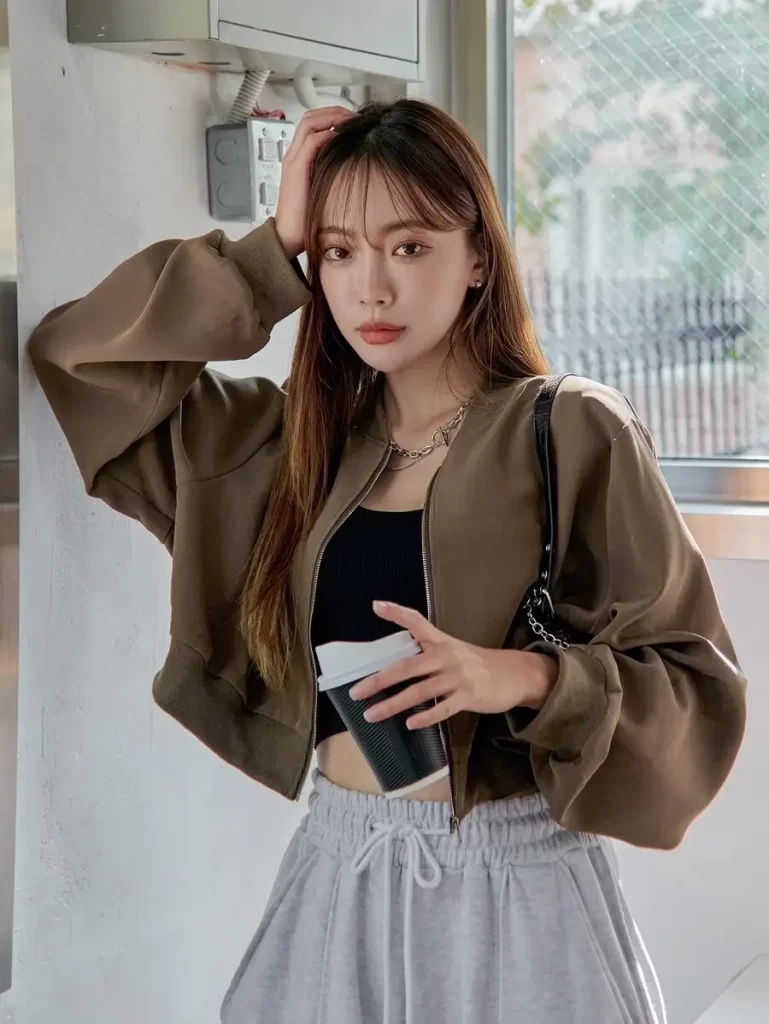 DAZY ドロップショルダー ファスナー ボンバージャケット