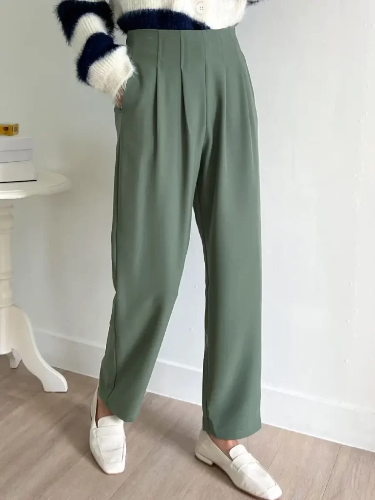 DAZY ハイウェスト ひだ ディティール パンツ