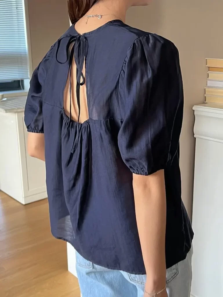 DAZY タイバック パフスリーブ ブラウス