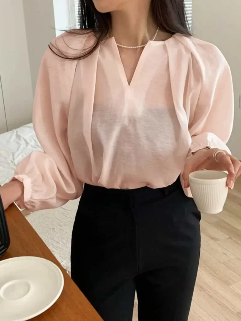 DAZY 無地柄 ビショップスリーブ ブラウス