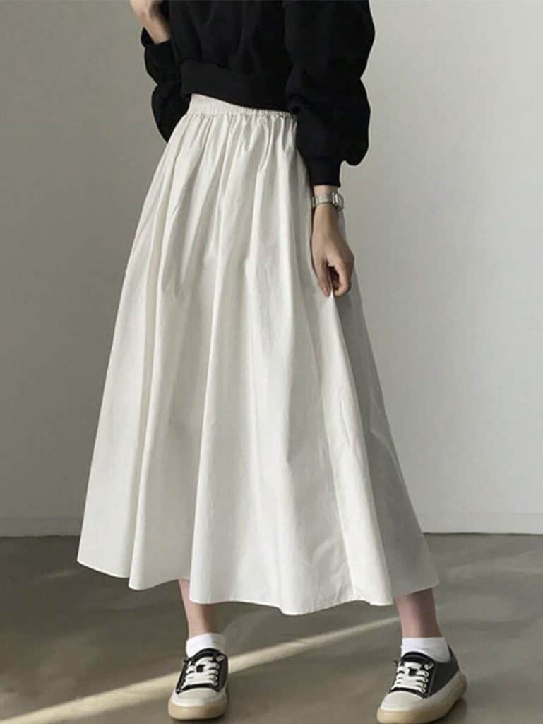 Honeyspot 無地柄 伸縮性ウエスト フレアスカート